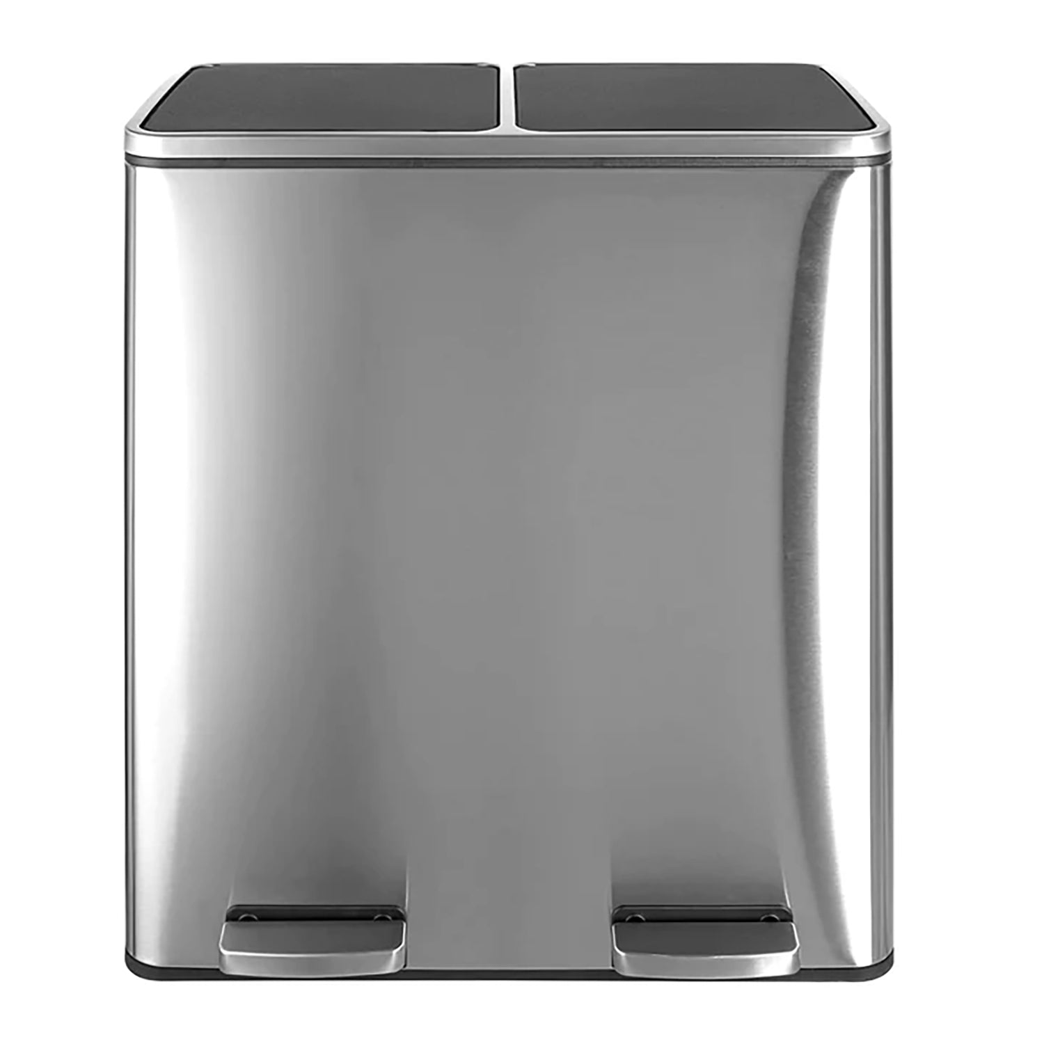 Dual Trash Can 16 Gal (60L) Stainless Steel Large Kitchen Rubbish Bin  with Removable Inner Buckets