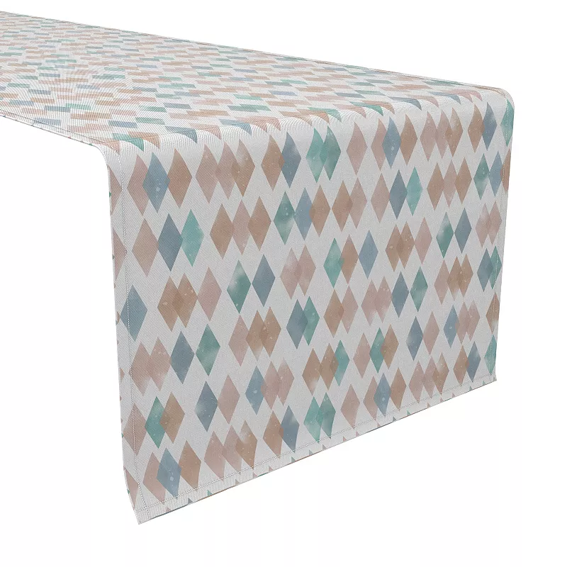 Table Runner， 100% Cotton， 16x72， Faded Diamond Design