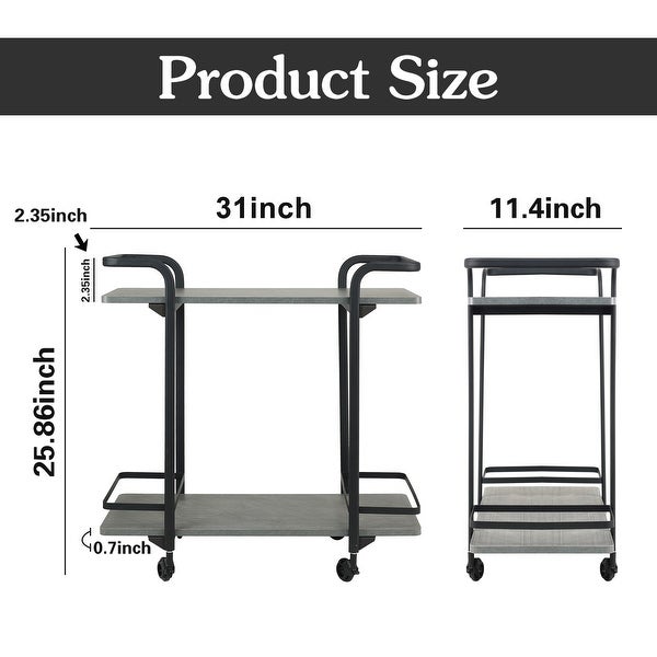 2 Tier bar cart With black wheels