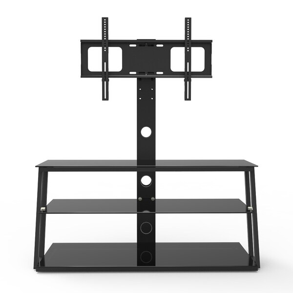 41 inch AngleandHeight Adjustable TV Stand with 3-Tier ShelfandFree Swivel