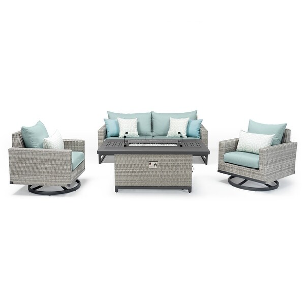 Milo Grey 4 Piece Sunbrella Outdoor Patio Motion Fire Set