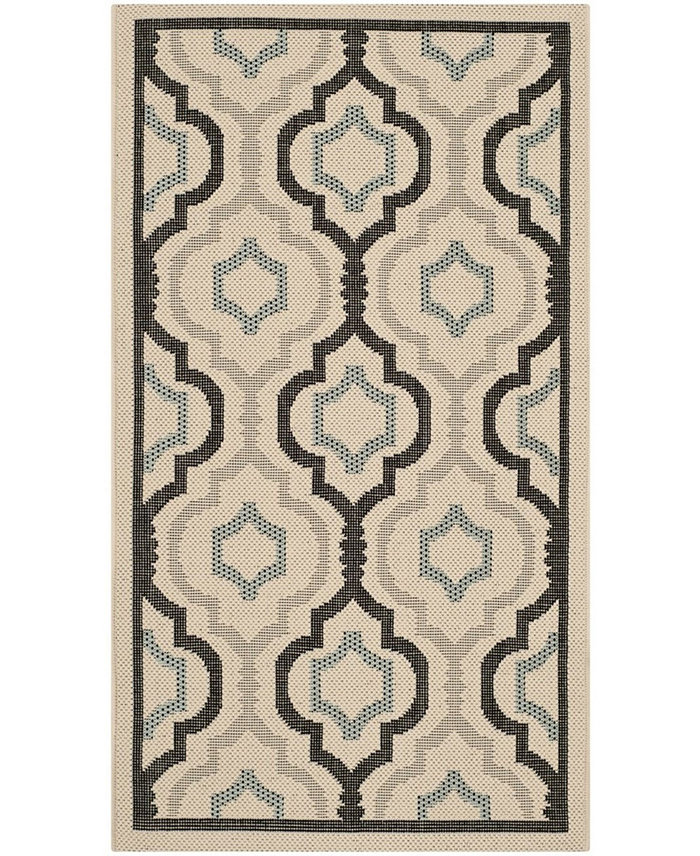 Safavieh Courtyard CY7938 Beige and Black 5'3 x 5'3 Round Outdoor Area Rug