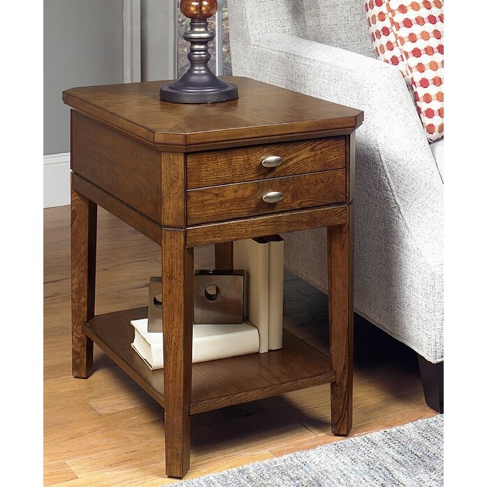 Gracewood Hollow Wood Veneer End Table with Reverse Pattern Top