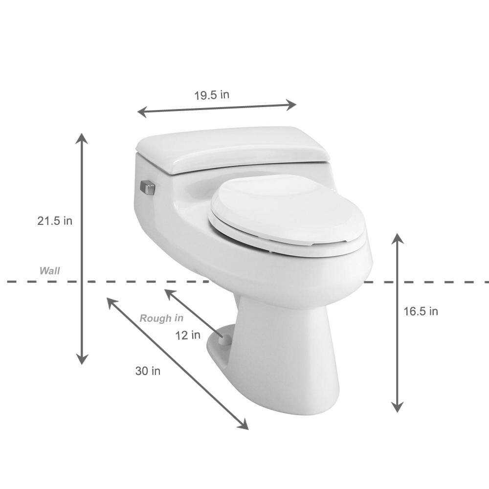 KOHLER San Raphael Comfort Height 1-Piece 1 GPF Single Flush Elongated Toilet in White Seat Included K-3597-0