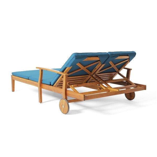 Perla Acacia Wood Double Chaise Lounge by Christopher Knight Home