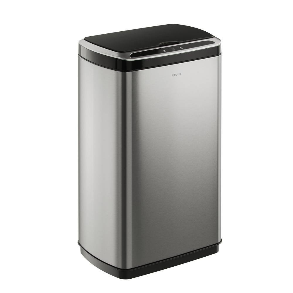 KRAUS Garbage Pro Rectangular 13 Gal. Motion Sensor Trash Can in Stainless Steel with Soft Shut Lid KTCS-10SS