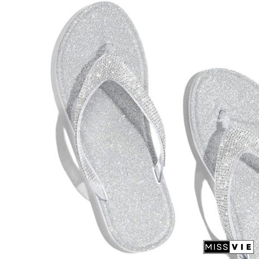 Women Casual Beach Flip Flops Slide Flash Bling Slippers