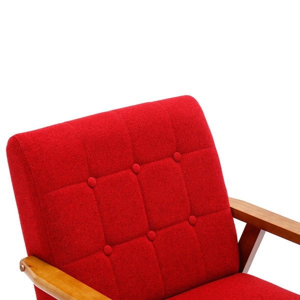 Mid-Century Solid Wood Red Accent chair Armchair