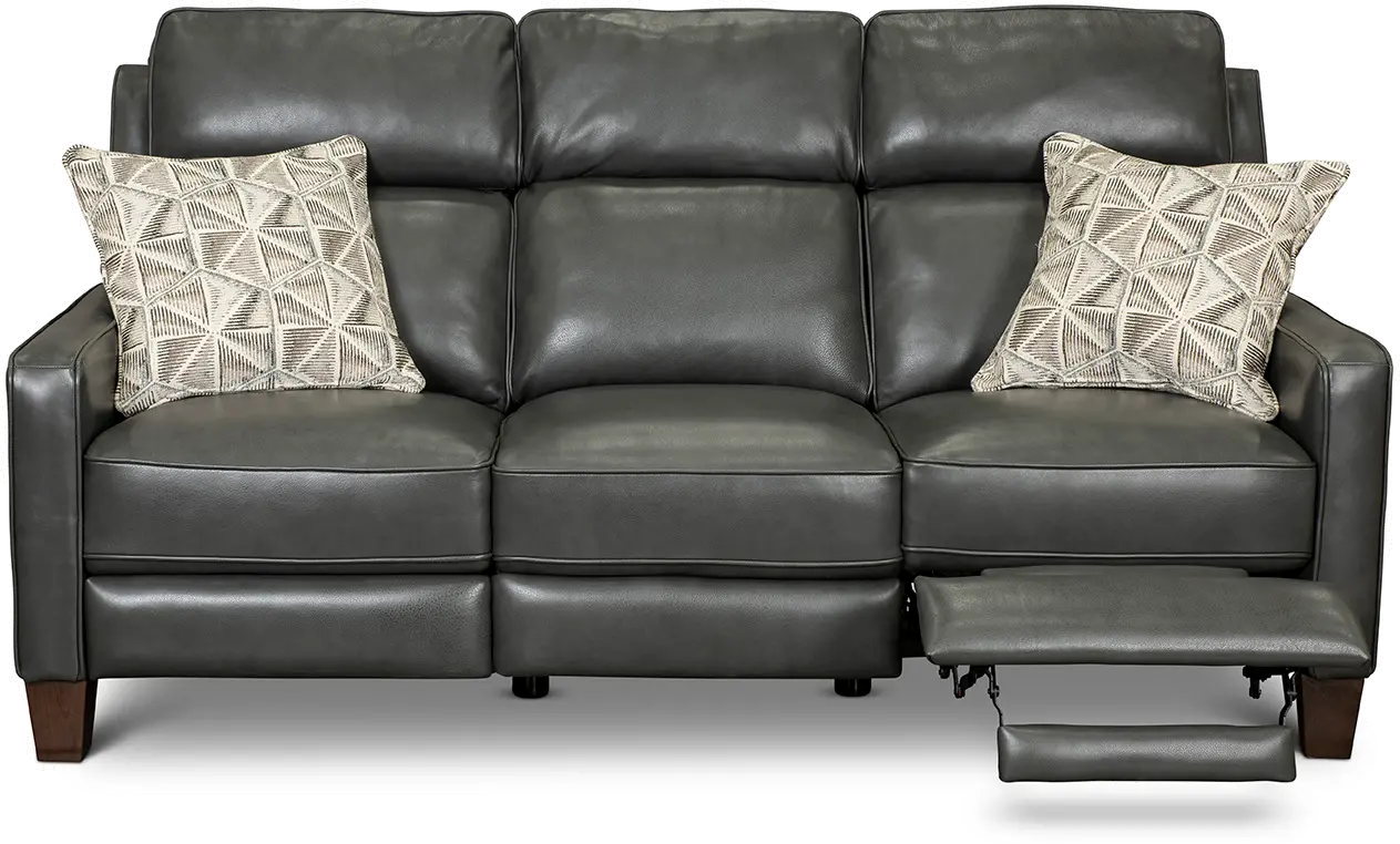 Madrid Smoke Dark Gray Leather Power Reclining Sofa