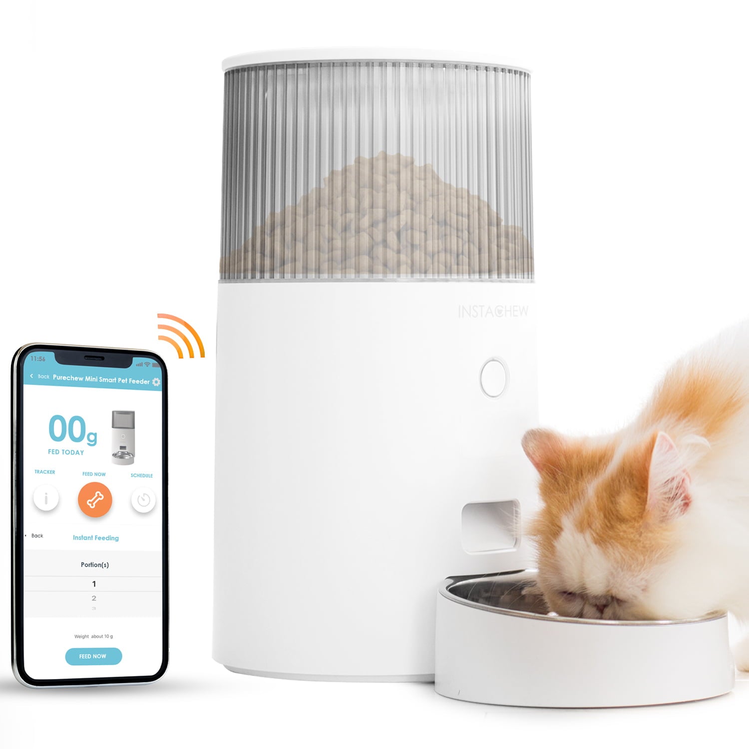 Instachew Purechew Mini Automatic Cat Feeder， Smart Food Dispenser for Cats and Dogs，  Portions Control， Programmable Cat Supplies