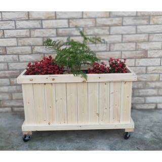 Ejoy 45 in. x 25 in. x 14 in. Solid Wood Mobile Planter Barrier WoodPlanter_45x25x14