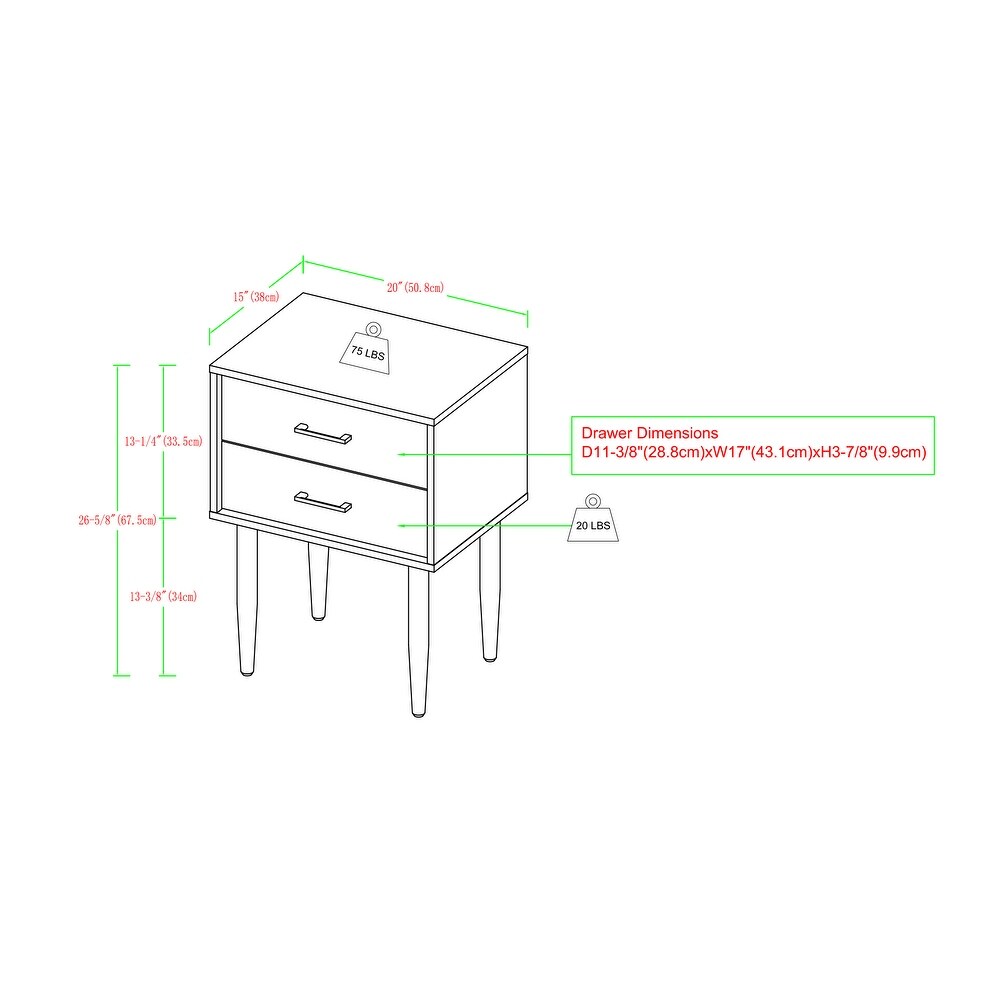 Middlebrook Notto Mid century Nightstand (Set of 2)