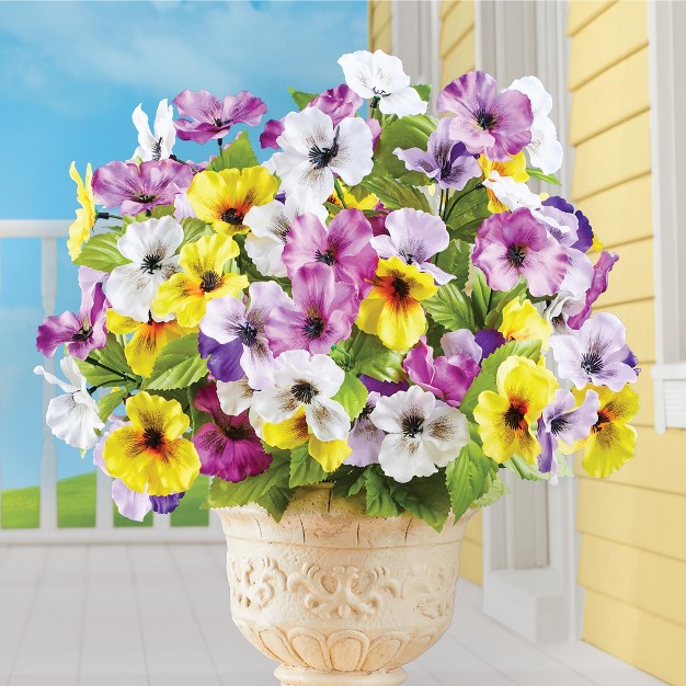 Collections Etc Artificial Spring Pansy Bush Bundles Set Of 3