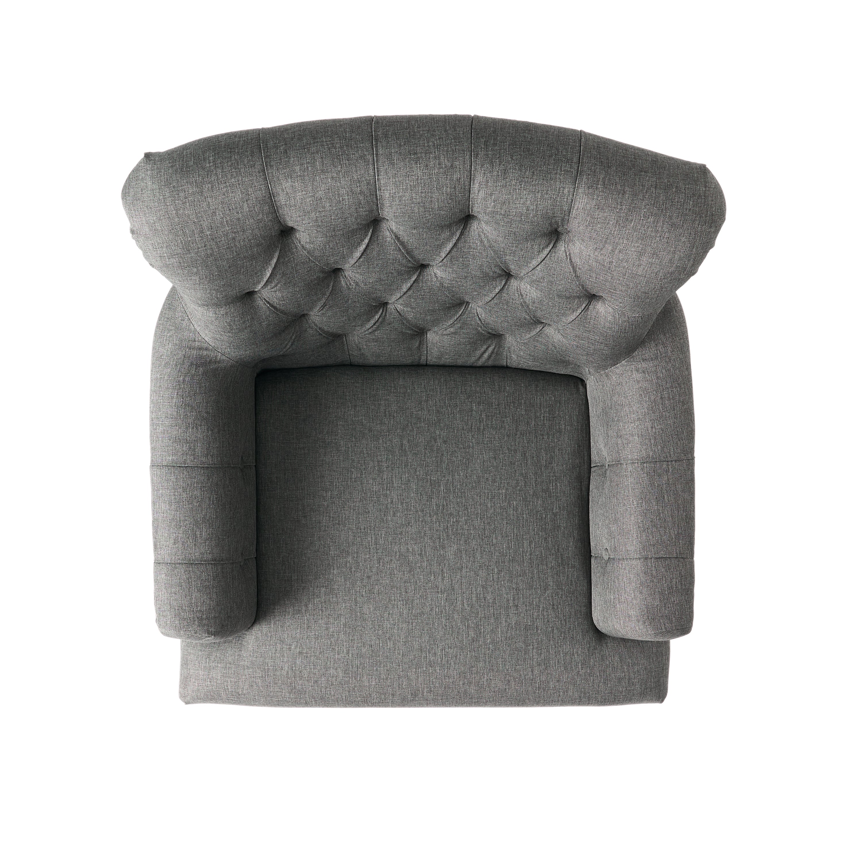 Harvey Contemporary Button-Tufted Fabric Club Chair with Rolled Backrest