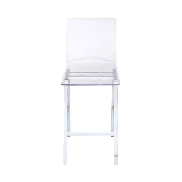 Set of 2 Counter Height Chairs， Clear Acrylic and Chrome