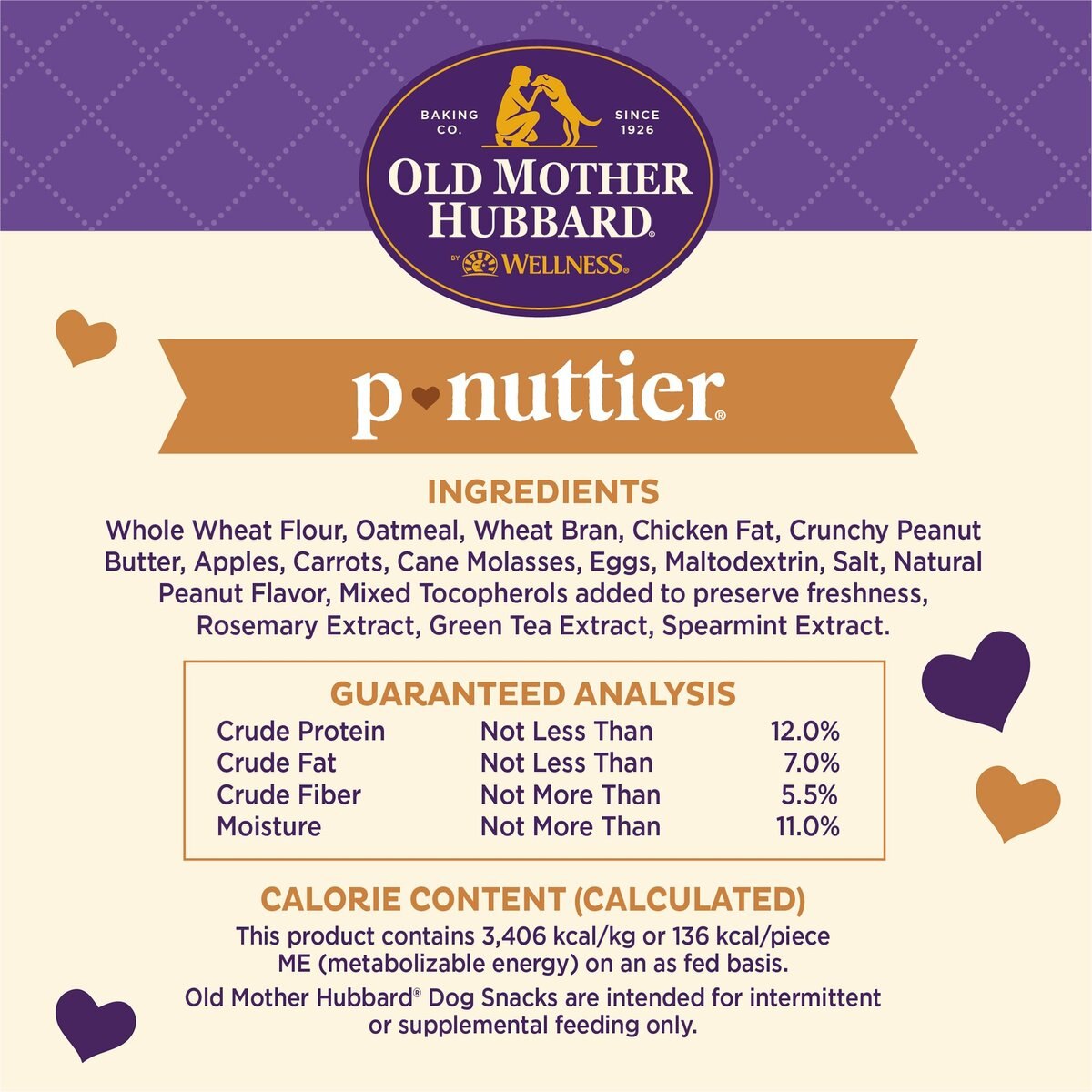 Old Mother Hubbard by Wellness Classic P-Nuttier Natural Large Oven-Baked Biscuits Dog Treats