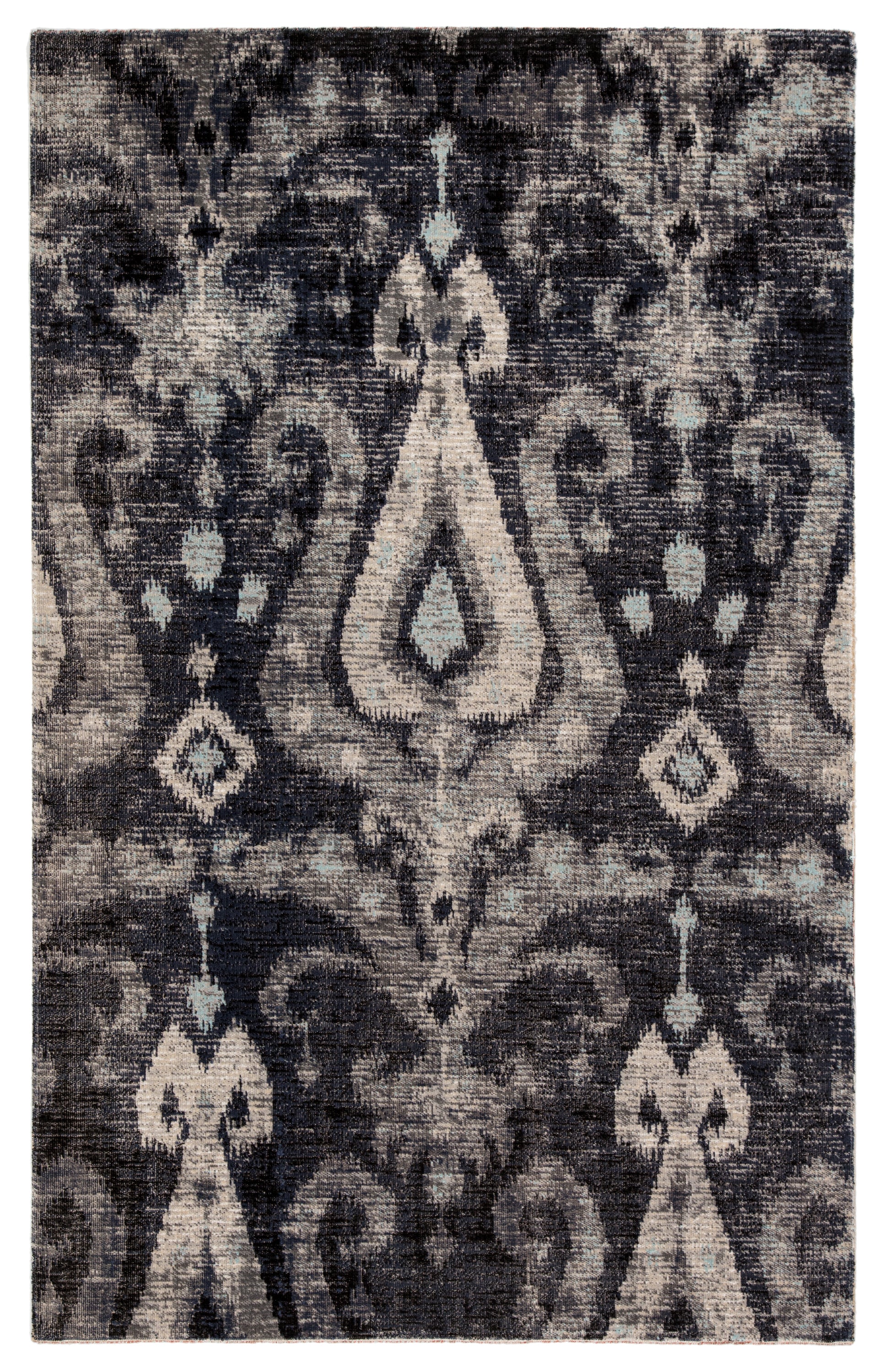 Zenith Indoor/ Outdoor Ikat Black & Blue Area Rug