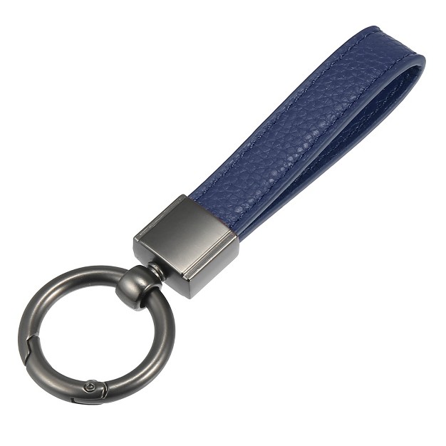 Unique Bargains Car Fob Keychain Keychains With Titanium Tone Microfiber Spring Ring Blue