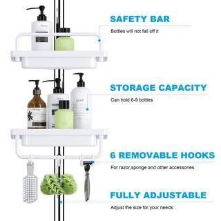 Dracelo Sliver Shower Caddy Corner 4 Tier Shower Organizer Large Shower Storage and Shower Caddy Tension Pole B0BB1YYWRC