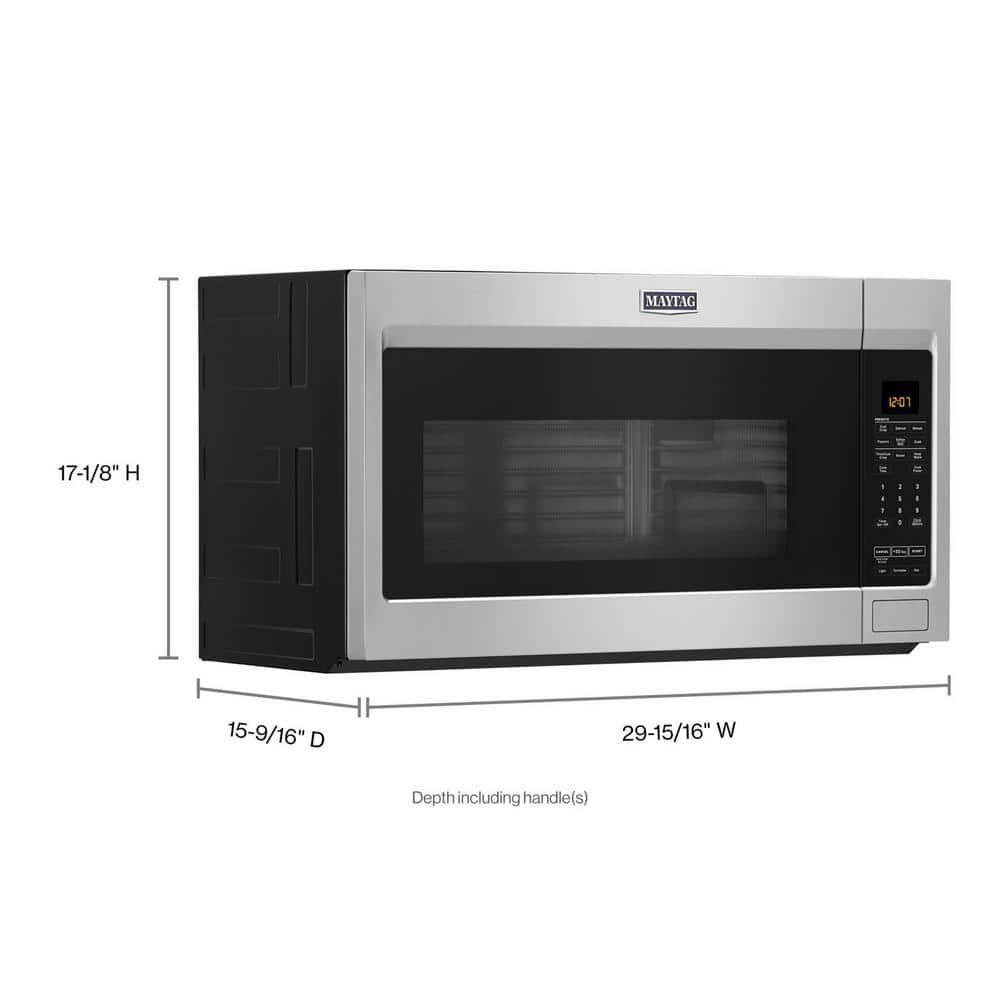 Maytag 19 cu ft Over the Range Microwave with Dual Crisp Function in Fingerprint Resistant Stainless Steel