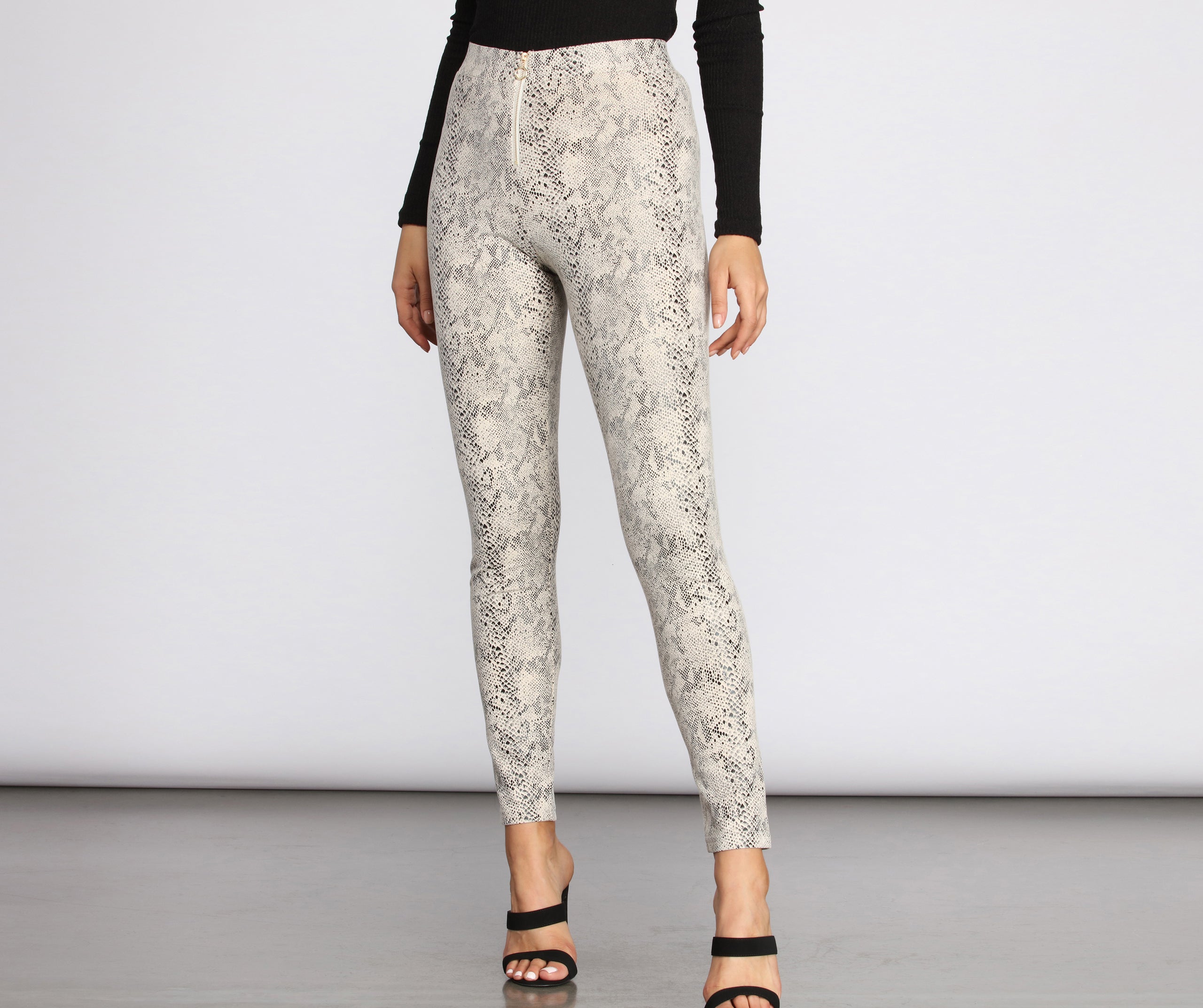 Faux Suede Snake Print Pants