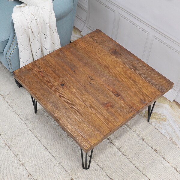 Greenage Wood End Table with Iron Legs