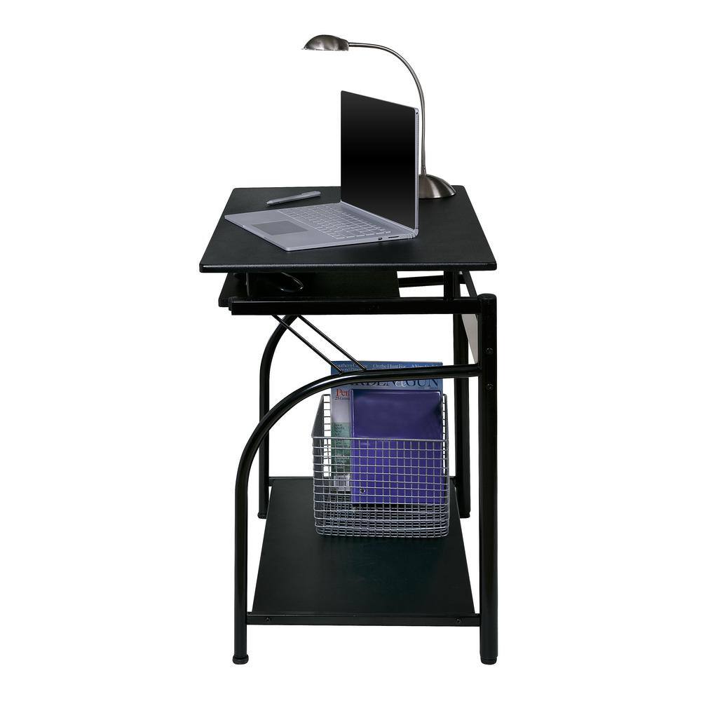 OneSpace 30 in. Rectangular Black Computer Desk with Keyboard Tray 50-1001