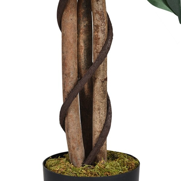 Costway 4 Feet/6 Feet Artificial Ficus Silk Tree Wood Trunks Green