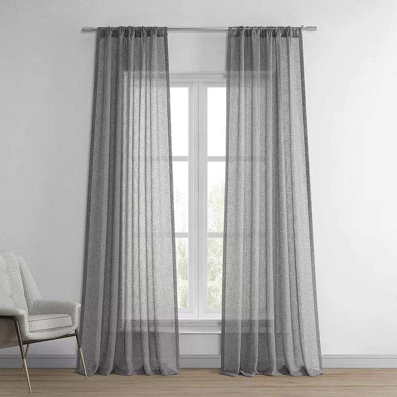 EFF Solid Faux Linen Sheer Window Curtain