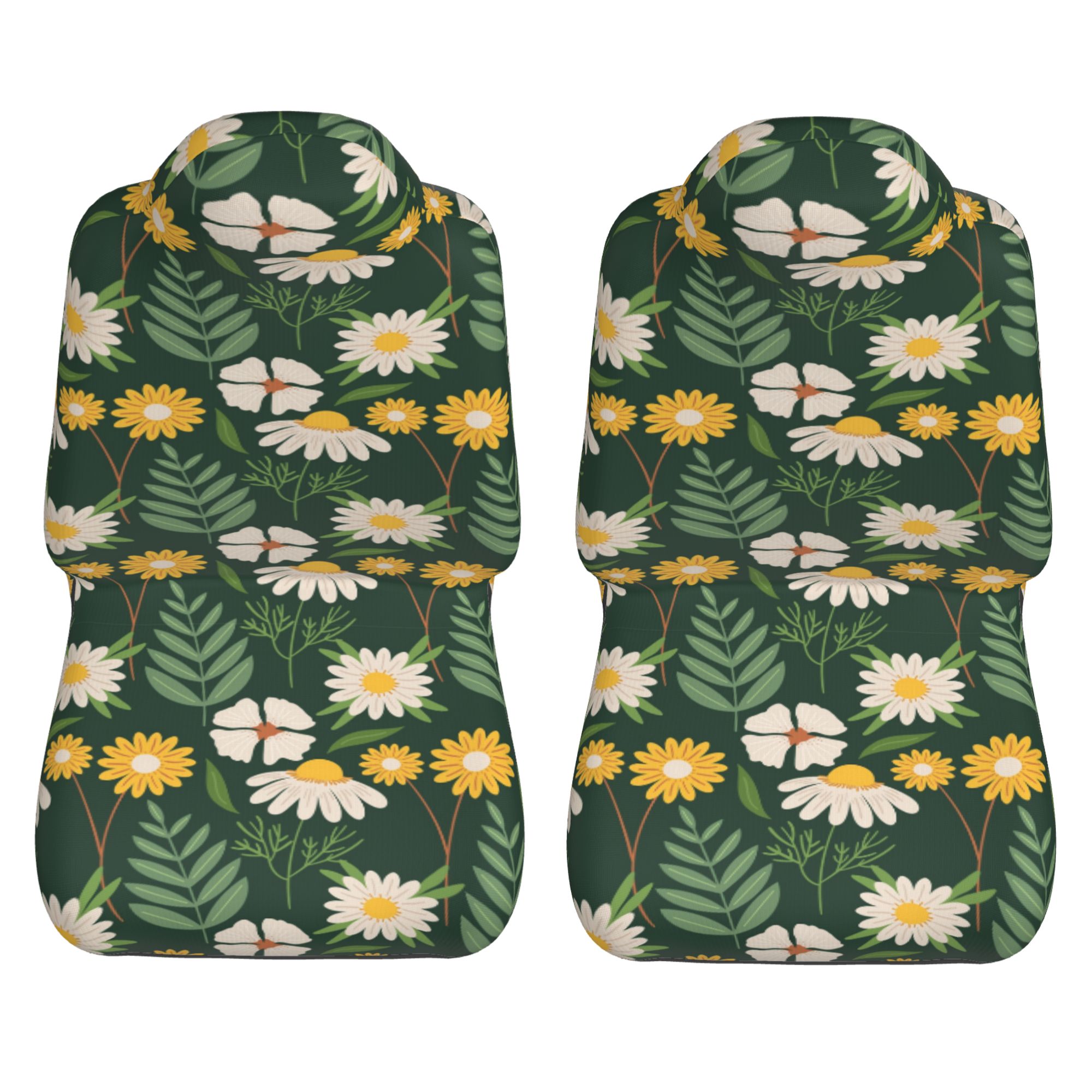 ZICANCN Car Seat Covers Front Seats Only，Small Daisy Floral Pattern Automotive Seat Covers Protectors for Cars Trucks Suv 2 Pack