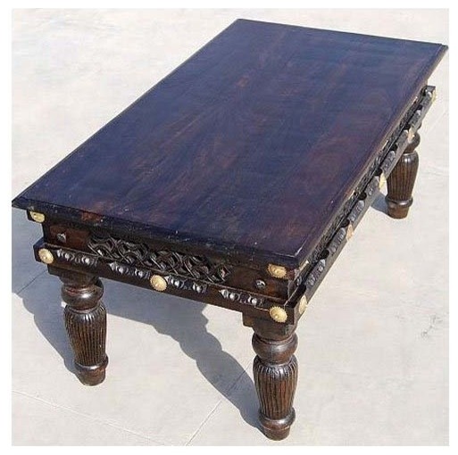 Espresso Carved Wood Lattice Cocktail Coffee Table   Traditional   Coffee Tables   by Sierra Living Concepts Inc  Houzz