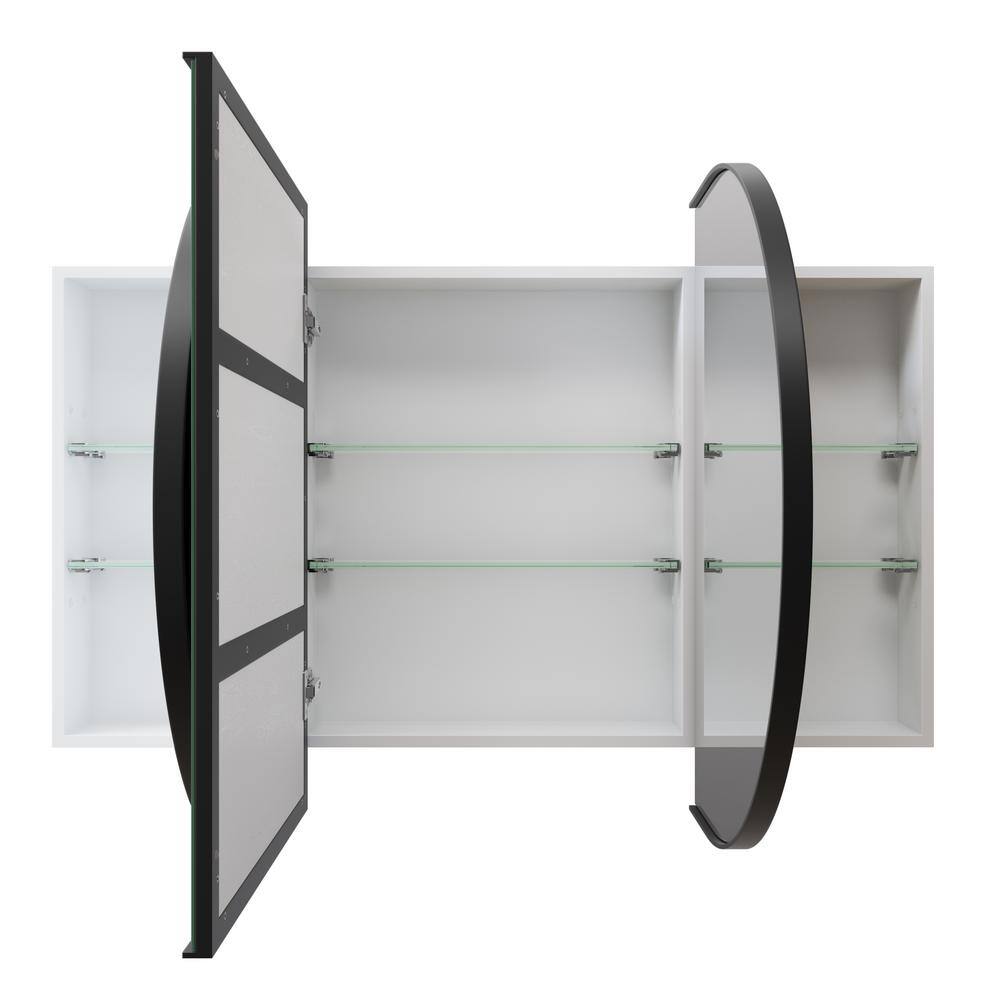 Glass Warehouse Nia 60 in. W x 30 in. H x 5 in. D Black Recessed Medicine Cabinet with Mirror SC3-PL-60X30-B