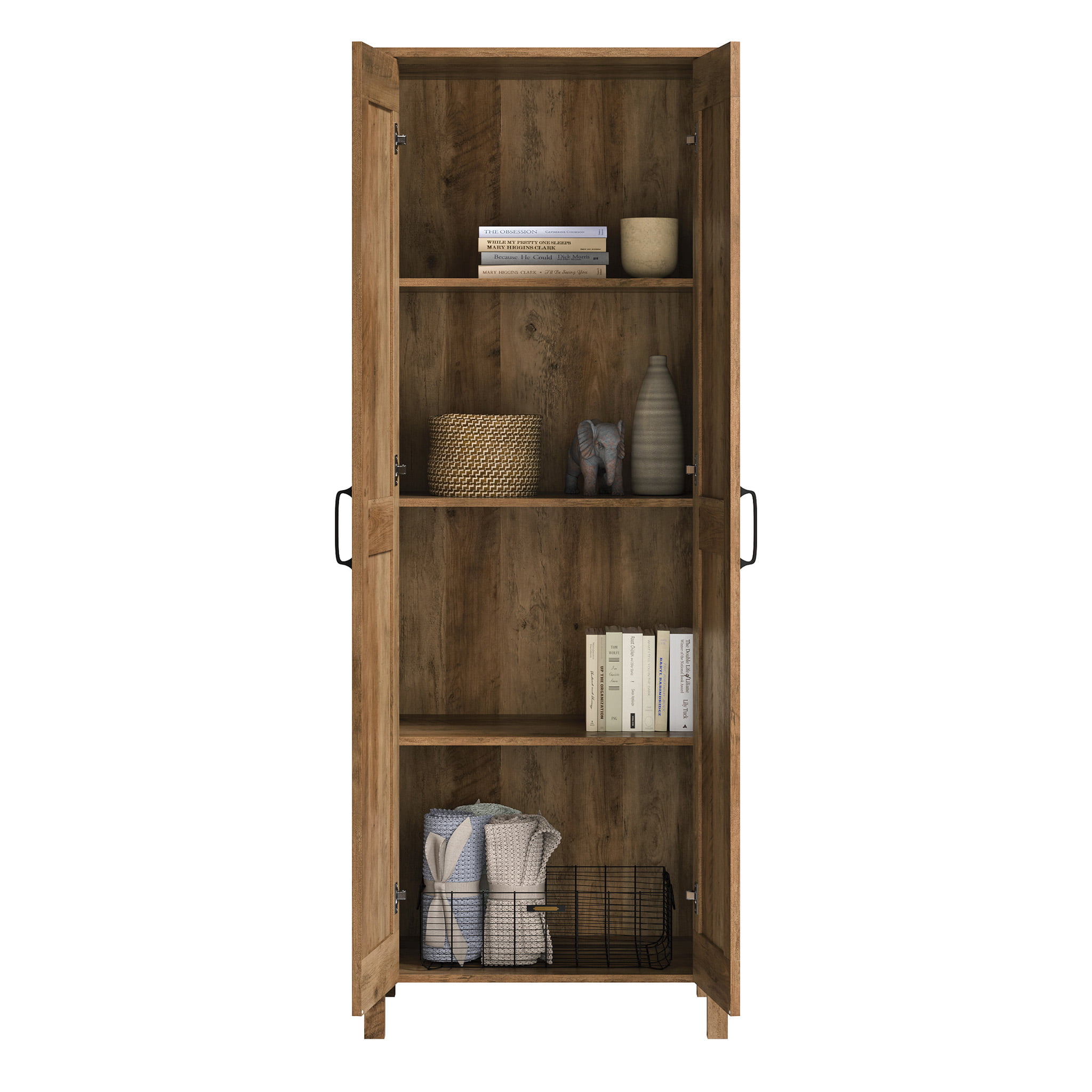 Sauder Two-Door Storage Cabinet， Rural Pine Finish