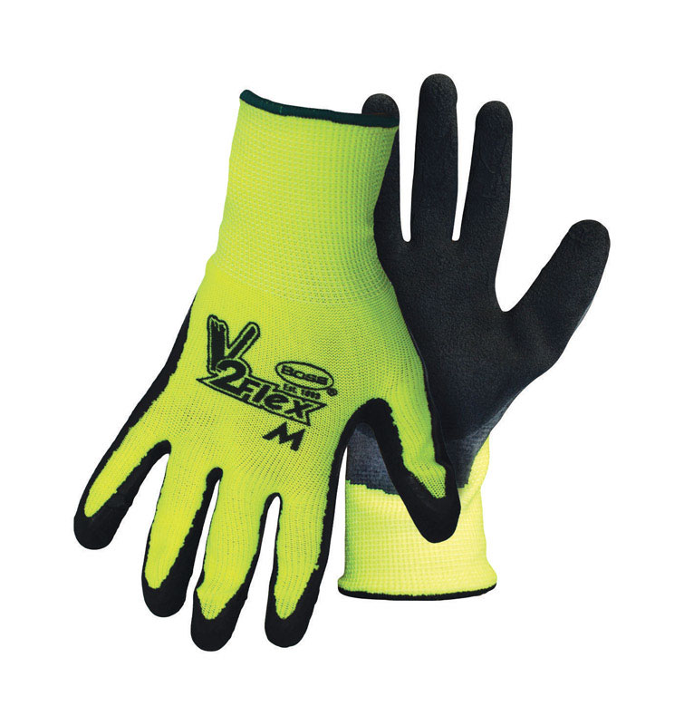 Boss V2 Flexi Grip Men\u0027s Indoor/Outdoor Hi-Viz Work Gloves Black/Green M 1 pair