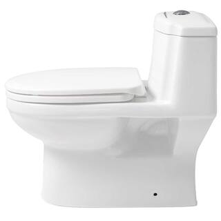 Whitehaus Collection Magic Flush 1-Piece 1.61.1 GPF Dual Flush Elongated Toilet in White WHMFL3222-EB