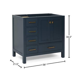 ARIEL Cambridge 36 in. W x 21.5 in. D Vanity Cabinet Only in Midnight Blue A037S-R-BC-MNB