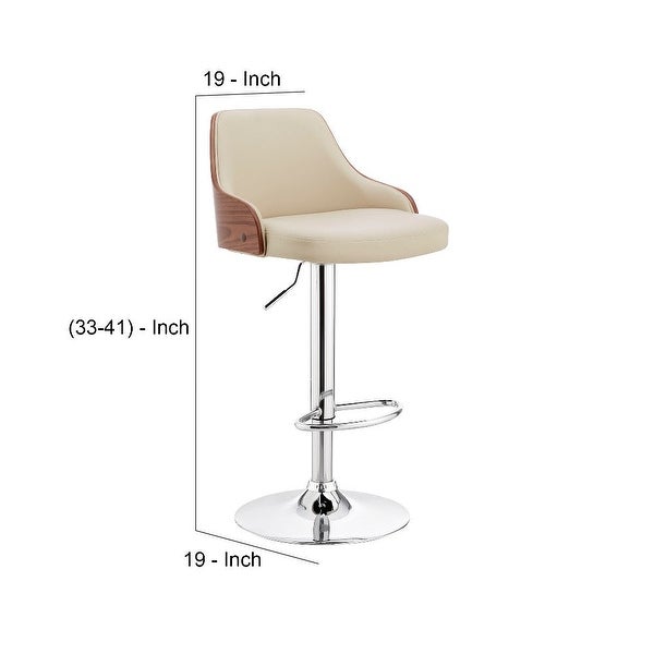 Faux Leather and Metal Adjustable Bar Stool - 19 L x 19 W x 33 H Inches