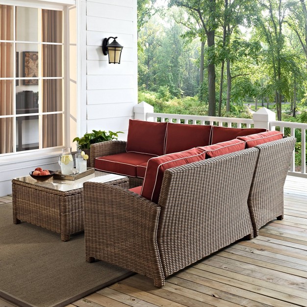 Crosley 4pc Bradenton Steel Outdoor Patio Sectional Sofa Furniture Set