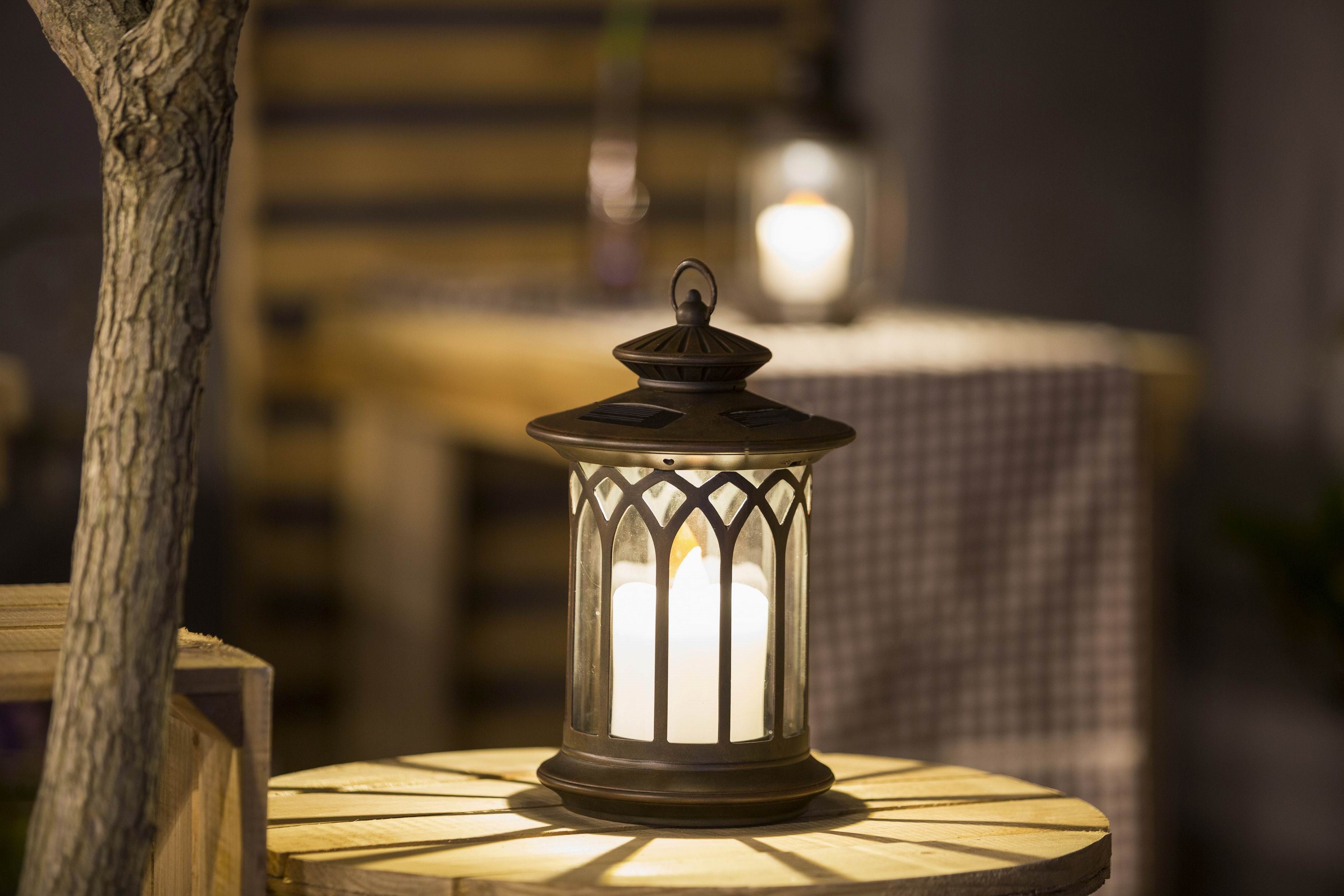 Round Lantern with Candle Solar Light