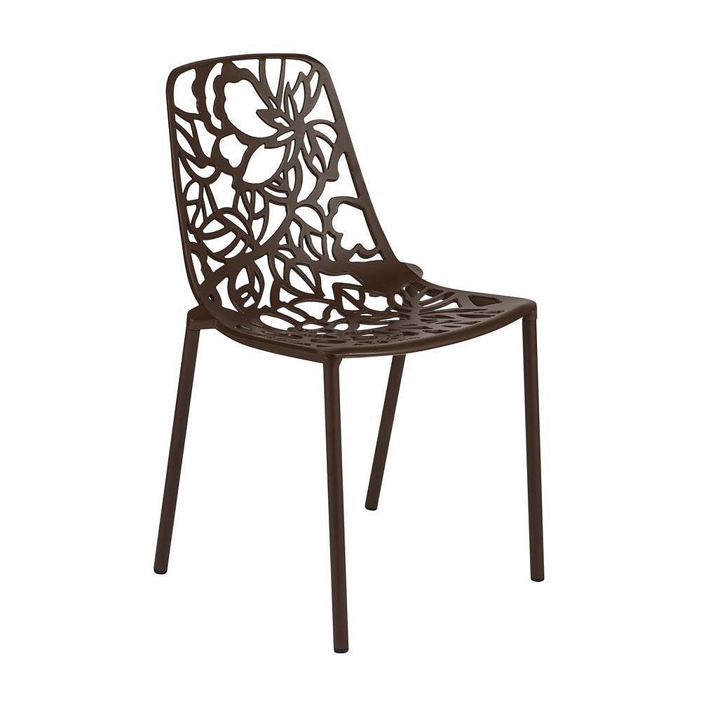 LeisureMod Modern Devon Aluminum Outdoor Accent Chair - Brown