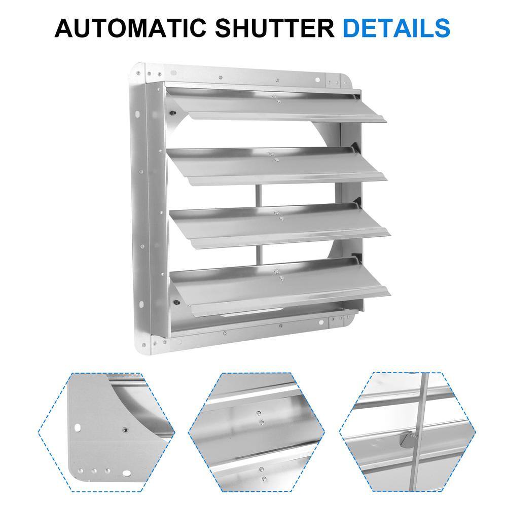 Aoibox 16 in. Square Aluminum Automatic Gravity Shutter Louver Standard Static Roof Vent in Silver SNMX5284