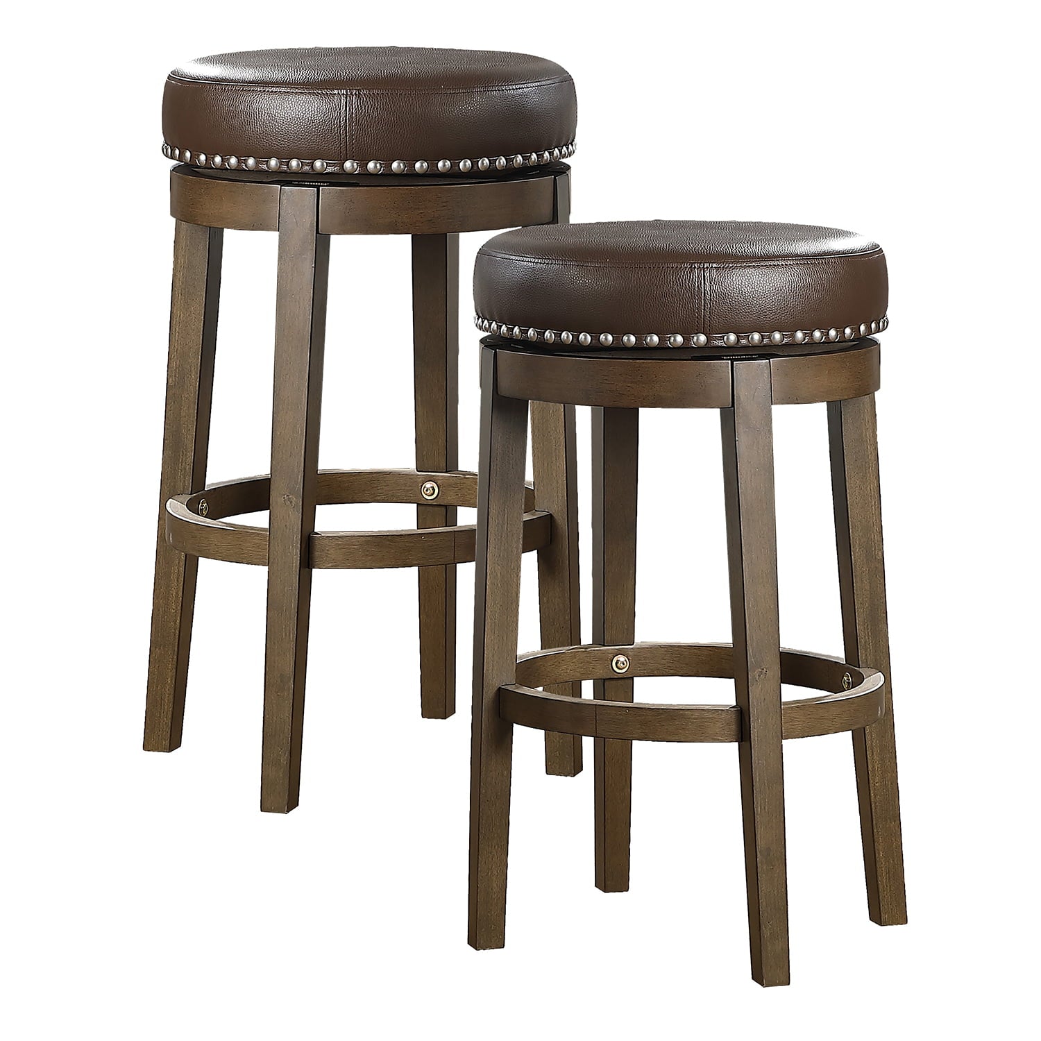 Lexicon Westby Bar Stool with Swivel， Brown Wood， Set of 2