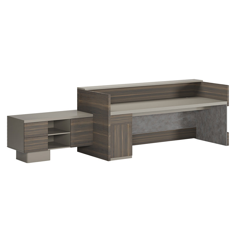 KASPER Reception Desk Right Panel 2.8M - Chocolate & Charcoal Grey