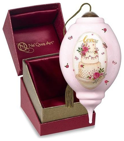 Ivory Blush  Hand Painted Glass Ornament by Ne  x27Qwa   Traditional   Christmas Ornaments   by Ria  x27s  Houzz