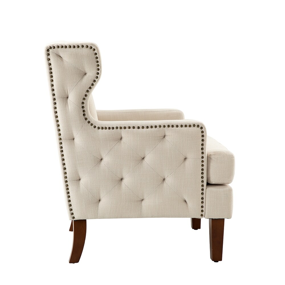 Gerald Classic Polyester Wingback Chair With Button Tufted Body Set Of 2 By HULALA HOME