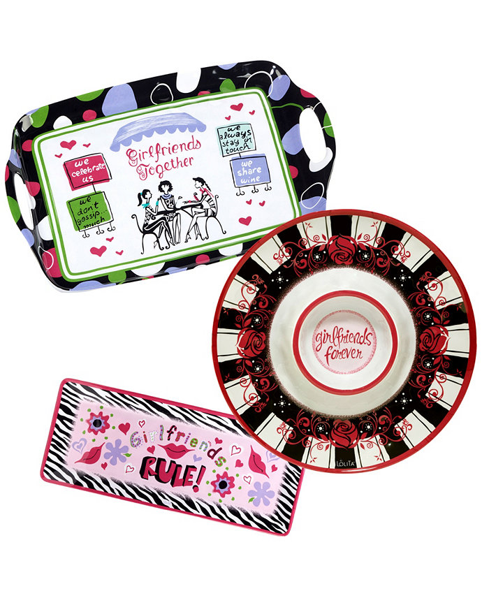 Certified International Lolita Girlfriends Together 3-PC Melamine Serving Set