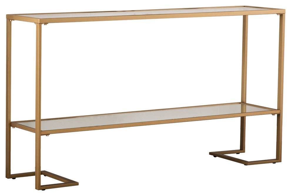 Camino Glam Narrow Console  Gold With Mirror   Contemporary   Console Tables   by SEI  Houzz