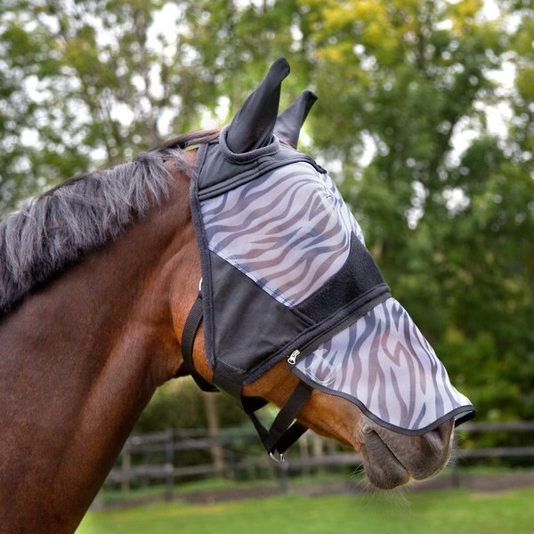 Horze Equestrian Zebra Horse Fly Mask， Black