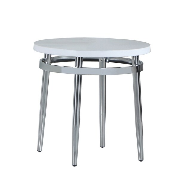 Coaster Furniture Avilla White and Chrome Round End Table