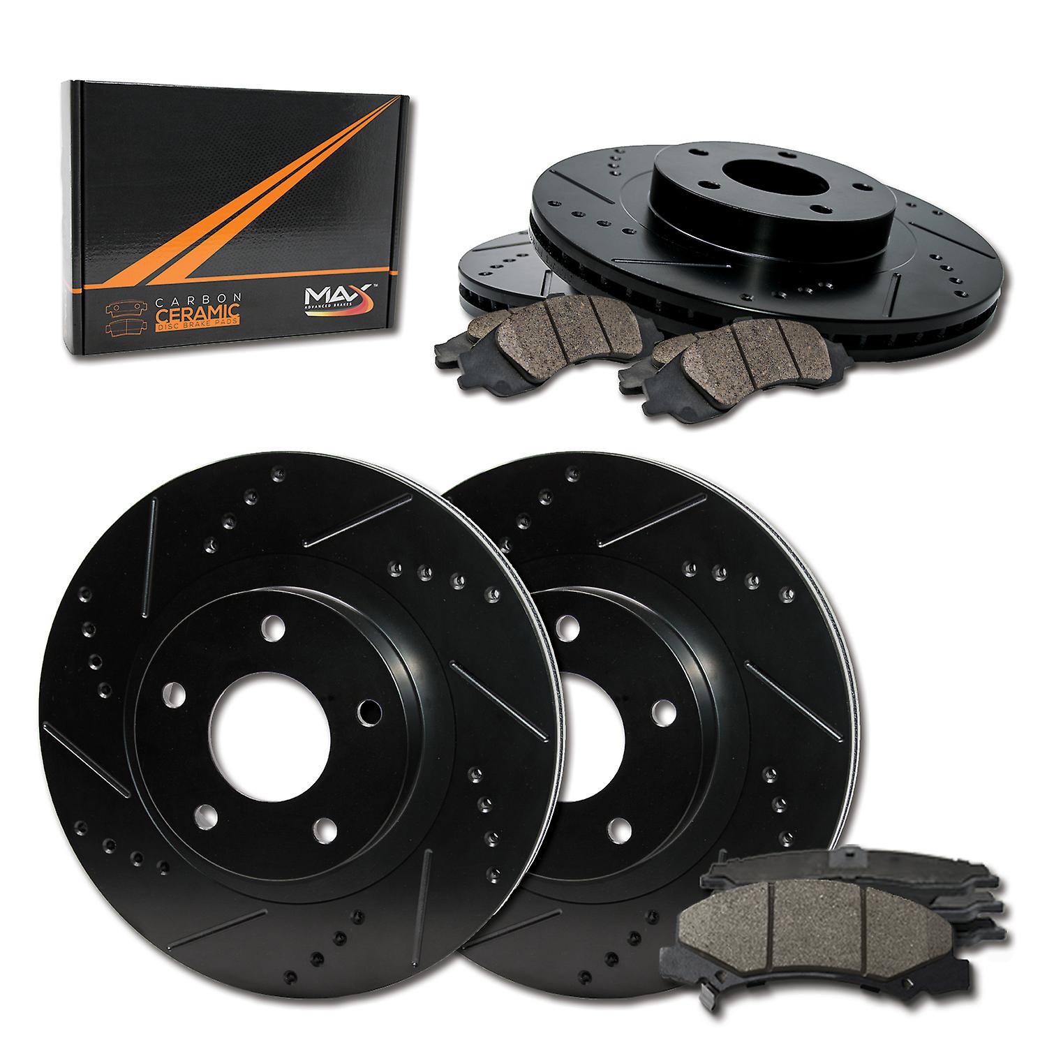 [Front + Rear] Rotors w/Ceramic Pads Elite Brakes (Fits 2008 2009 2010 Sonata)